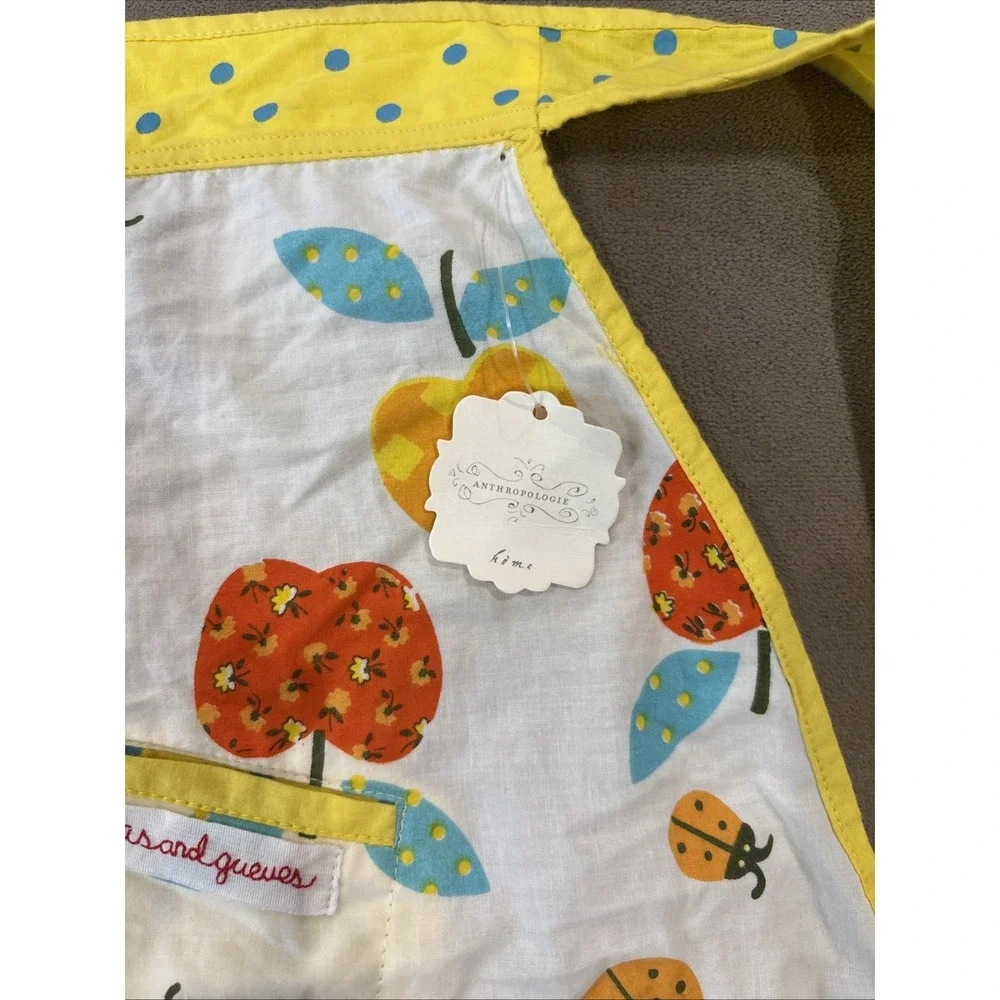 Anthropologie Apples Ladybugs Half Adult Apron Polka Dots Pockets NEW